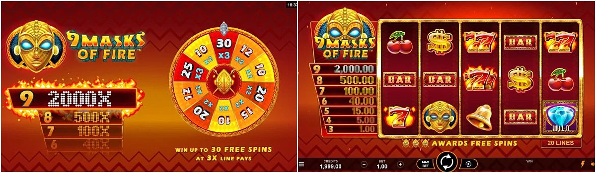 WIn at 9 Masks of Fire slots