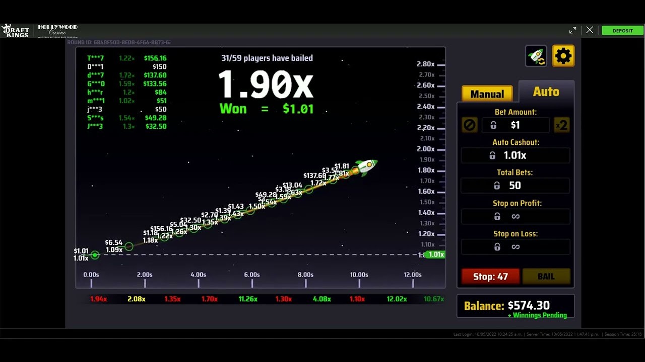 Draftkings Rocket crash game